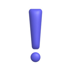 Purple exclamation mark symbol. Attention or caution sign icon. 3d realistic design element.