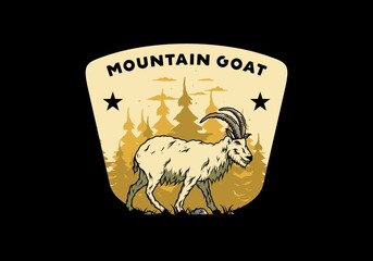 Hairy mountain goat with long horns