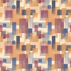 Seamless abstract geometric pattern, paper texture, paint texture.