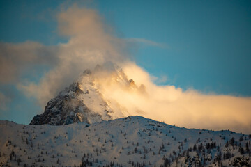 Mountain with cloud in the evening light
