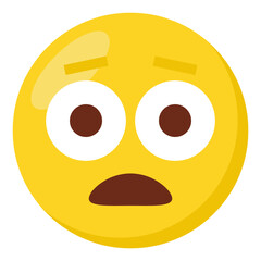 Astonished face expression character emoji flat icon.