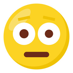 Flushed face expression character emoji flat icon.