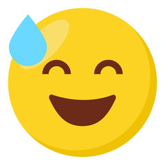 Happy smile face expression character emoji flat icon.