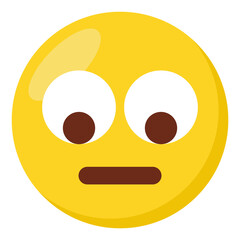 Rolling eyes face expression character emoji flat icon.