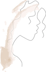 Abstract woman face with wavy hair. Outline vector illustration.