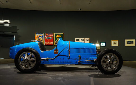 Bugatti type 35 designed by Ettore Bugatti in a museum. 