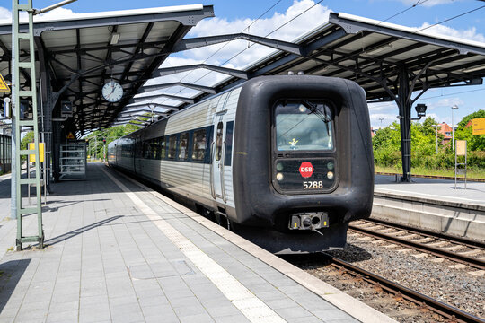 RENDSBURG, GERMANY - JUNE 16, 2022: DSB IC3 InterCity train at Rendsburg station