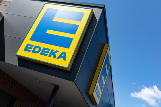 OSTERR&Ouml;NFELD, GERMANY - JUNE 12, 2022: EDEKA sign at branch