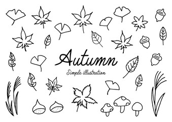 秋の手描きのゆるいイラスト