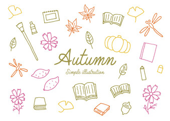 秋の手描きのゆるいイラスト