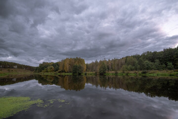dark gray storm clouds after the rain