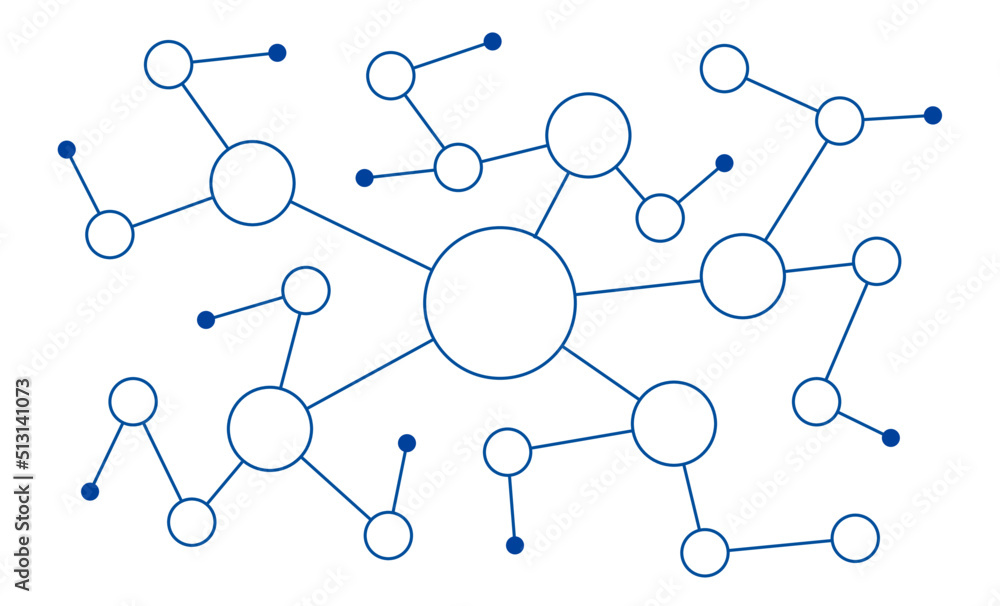 Aufkleber Modern network connected dots and lines technology fintech background template. Blockchain linked global digital database graphic vector.