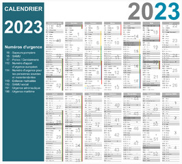 Obraz premium Calendrier 2023 14 mois avec vacances 2023 entièrement modifiable via calques 