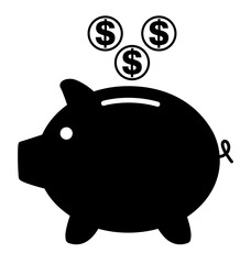 Piggy bank flat icon, sign vector with dollar web symbol. Money income, economic graphic button