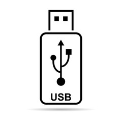 USB icon technology with shadow, connect device sign, electronic portable symbol ,vector illustration media