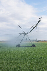 Structure irrigation system self propelled mobile Spray (pivot) in cereal field-