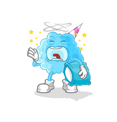 cotton candy yawn character. cartoon mascot vector