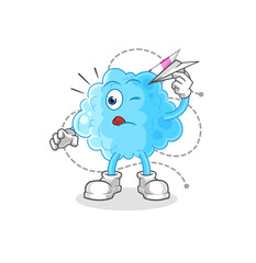 cotton candy with paper plane character. cartoon mascot vector