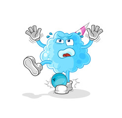 cotton candy hiten by bowling cartoon. cartoon mascot vector