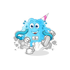 cotton candy runner character. cartoon mascot vector