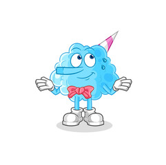 cotton candy lie like Pinocchio character. cartoon mascot vector