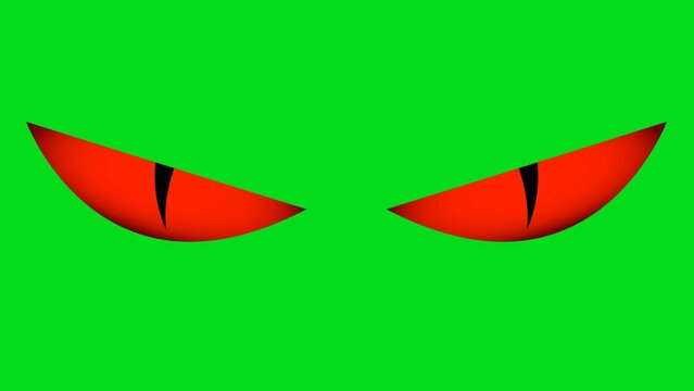 Cartoon Monster Eyes on a green background. Cartoon Monster eyes with alpha channel. Key color, color key, alpha channel.