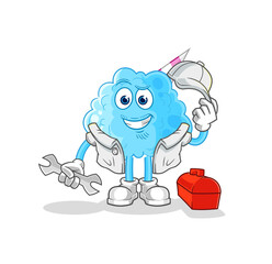 cotton candy mechanic cartoon. cartoon mascot vector