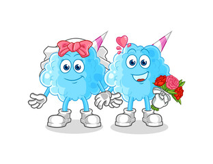 Fototapeta premium cotton candy wedding cartoon. cartoon mascot vector
