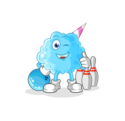 cotton candy play bowling illustration. character vector