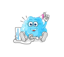cotton candy playing video games. cartoon character