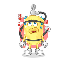 Obraz premium diver cylinder low battery mascot. cartoon vector