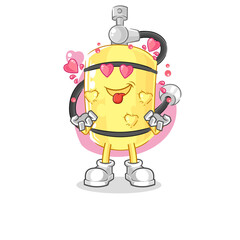 diver cylinder fallin love vector. cartoon character