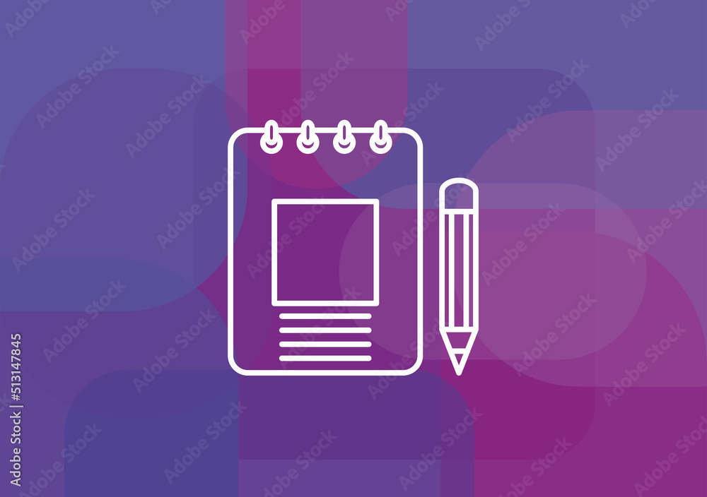 Poster notebook and pen icon.vector illustration.