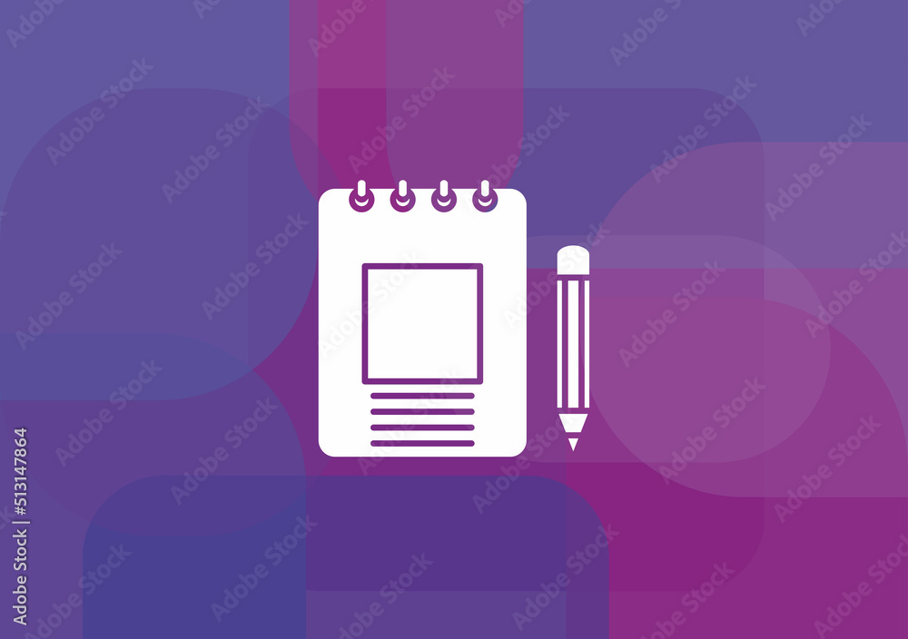 Poster notebook and pen icon.vector illustration.
