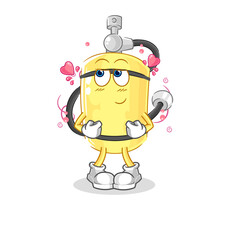 Obraz premium diver cylinder shy vector. cartoon character