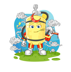 diver cylinder samurai cartoon. cartoon mascot vector