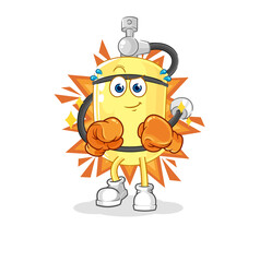 diver cylinder boxer character. cartoon mascot vector