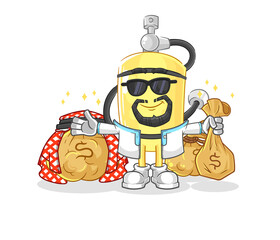 diver cylinder rich arabian mascot. cartoon vector
