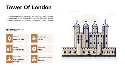 The Heritage of Tower of London Monumental Design-Vector Illustration