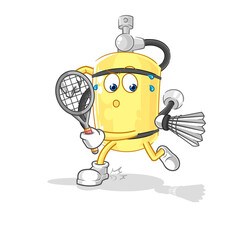diver cylinder playing badminton illustration. character vector