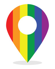 Gps map pin icon with rainbow colors. For tagging locations of lgbt pride events on the map.