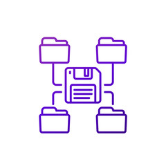 folders for backup line icon, vector