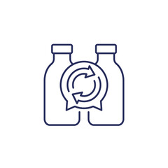 plastic bottles recycling line icon