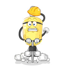 diver cylinder drill the ground cartoon character vector