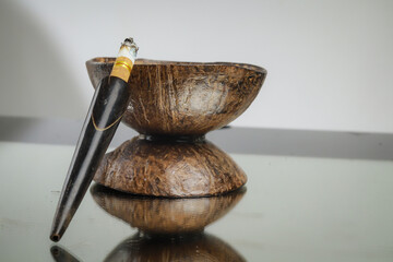 Smoking pipe with hand made ashtray