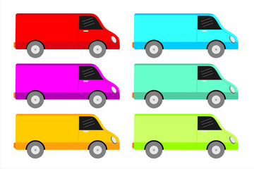 Car colorful clip art set, flat illustrations of various type car
