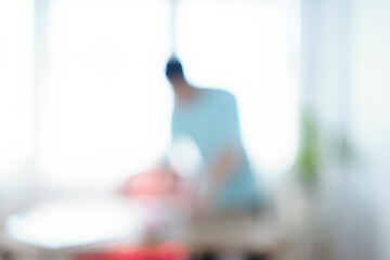 Officer working on computer at office building, Business background