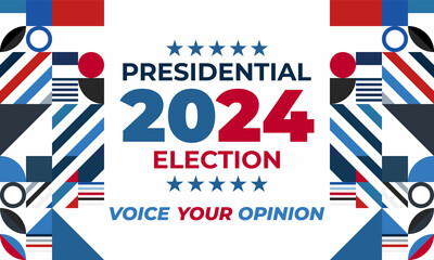 2024 United States of America Presidential Election banner. Election banner Vote 2024 with Patriotic Stars. November 5. 