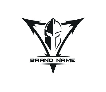 awesome spartan helmet logo design, spartan logo with triangle