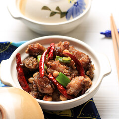 Homemade Kung Pao Chicken with Sichuan Pepper, Topped with Nuts